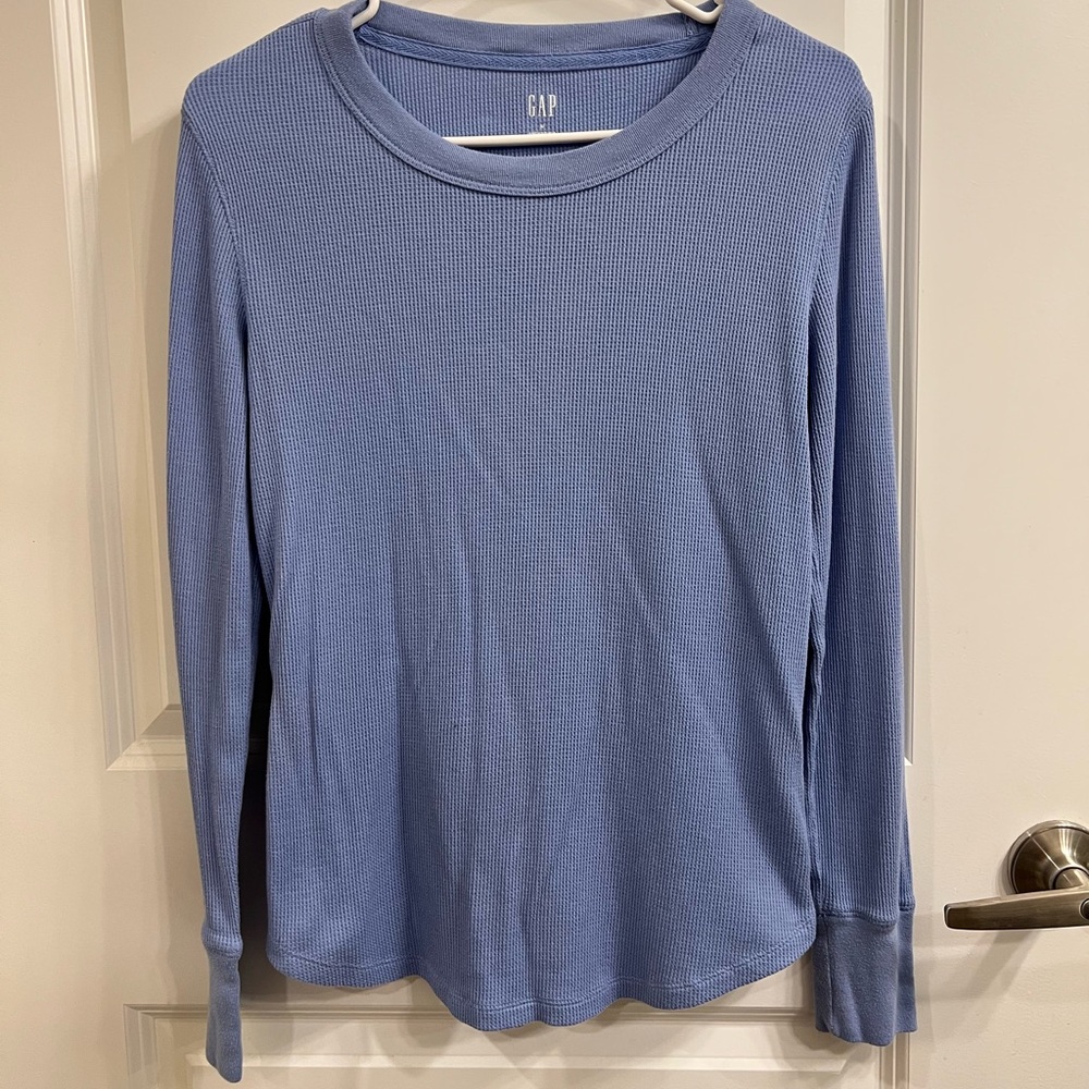 GAP Waffle Knit Blue Crewneck Long Sleeve | Size Medium